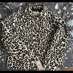 Levi’s leopard print velvet jacket